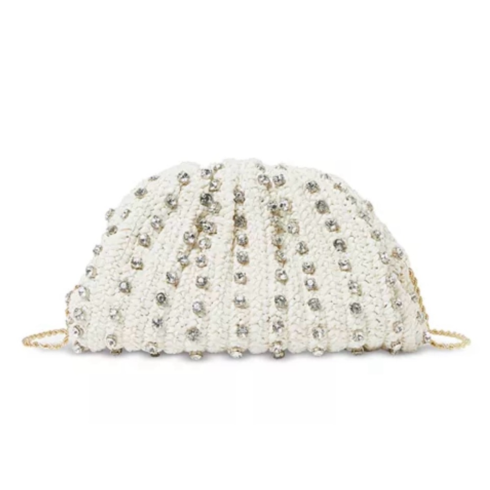 Loeffler Randall- Bailey Natural/Crystal Dome Clutch